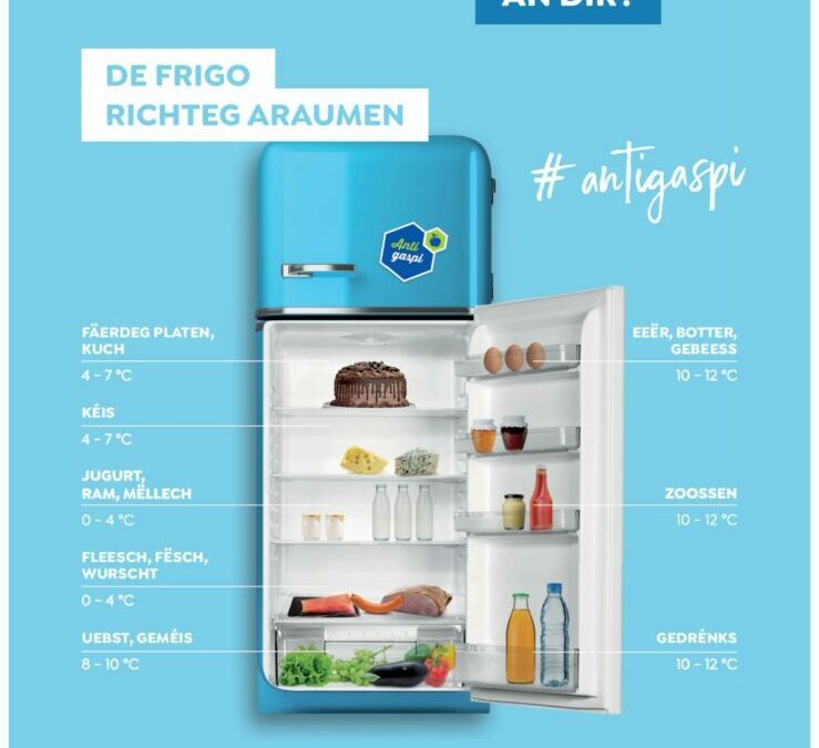 Antigaspi – Ranger le frigo correctement / Den Kühlschrank richtig einräumen