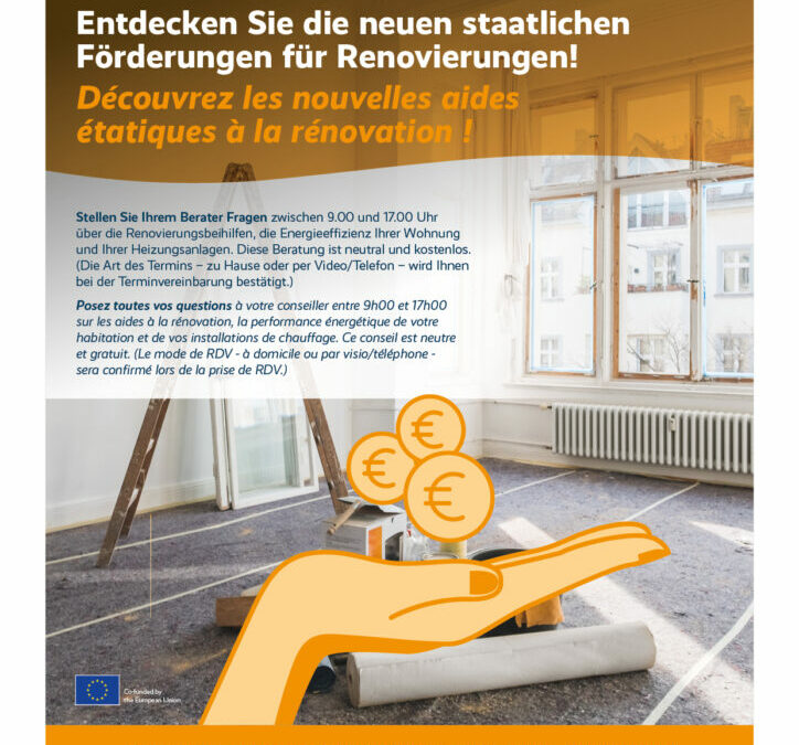 Les nouvelles aides étatiques à la rénovation / Neue staatliche Förderungen für Renovierungen