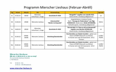 Mierscher Lieshaus – Programm Februar-Abrëll 2023