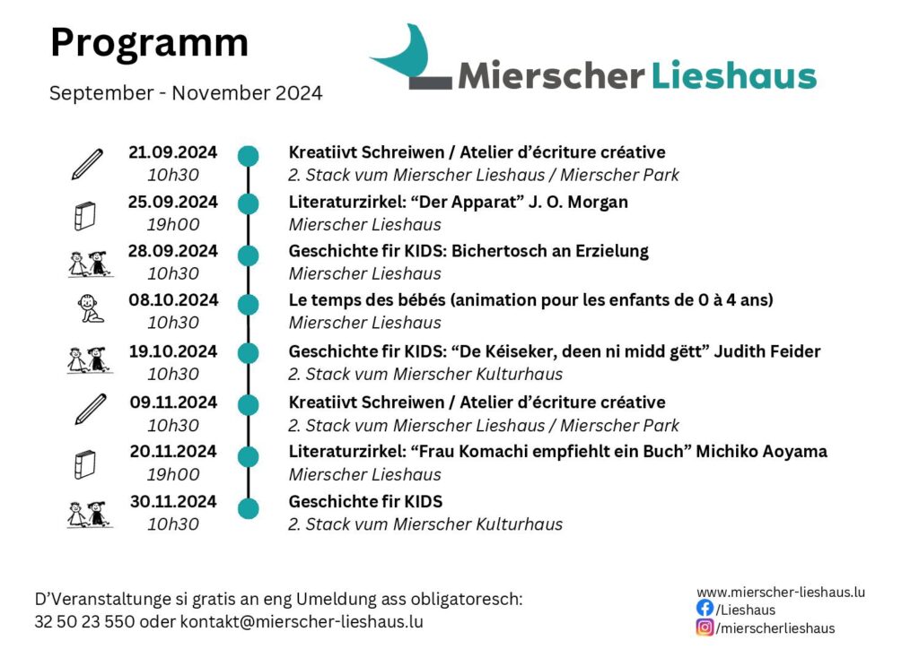 Mierscher Lieshaus - Programm September-November 2024