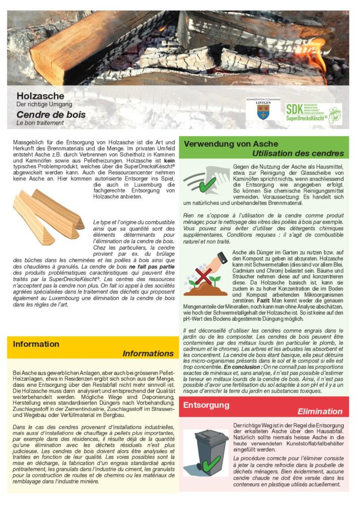 SDK Infoblad - Holzasche / Cendre de bois