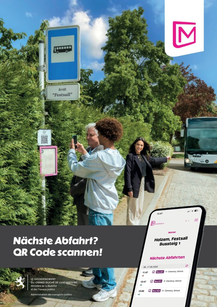 Campagne d’information sur les plaquettes QR aux arrêts d’autobus / Informationskampagne zu den QR-Codes an Bushaltestellen