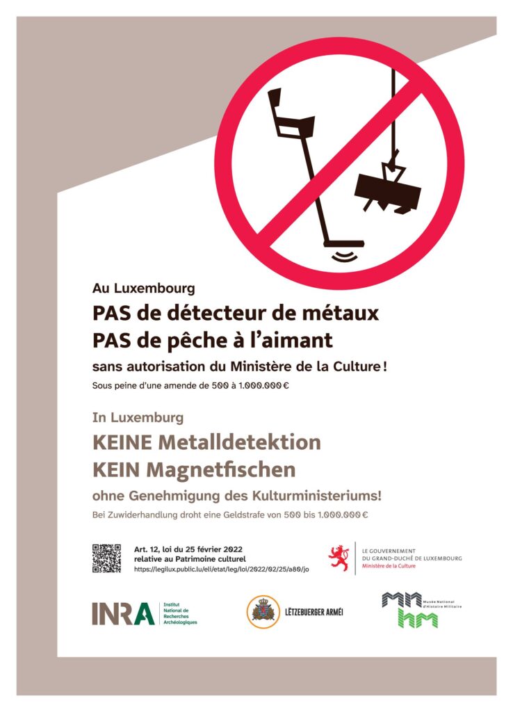 Keine Metalldetektion in Luxemburg / Pas de détecteur de métaux au Luxembourg / No metal detection in Luxembourg
