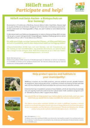 Helfen Sie beim Arten- und Biotopschutz / Participez à la protection des espèces et biotopes