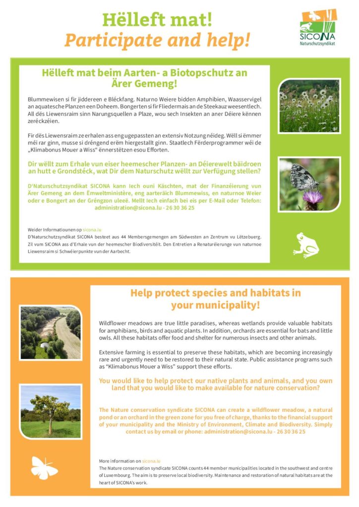 Helfen Sie beim Arten- und Biotopschutz / Participez à la protection des espèces et biotopes