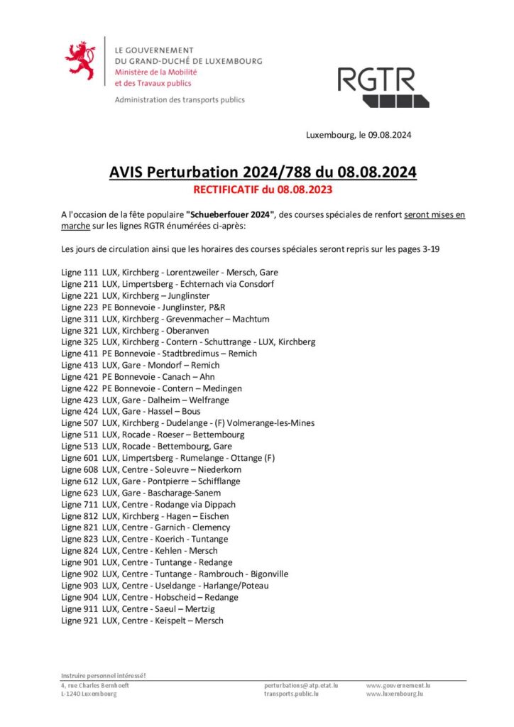 Schueberfouer 2024 - courses spéciales RGTR 23/08/-12/09/2024