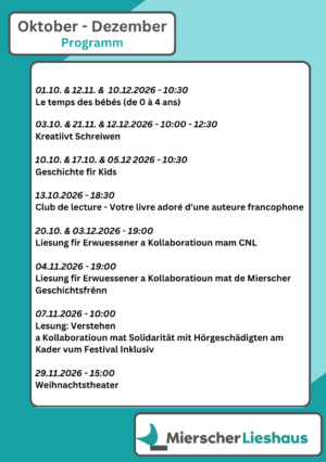 Mierscher Lieshaus - Programme Novembre-Décembre 2026
