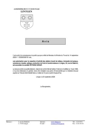 COMMODO - Autorisation pour la cessation d'activité - ROTAREX GROUP