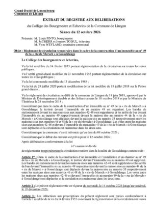 Règl. de circulation - 49 rte de Mersch à Gosseldange - 14/10/-18/12/2026